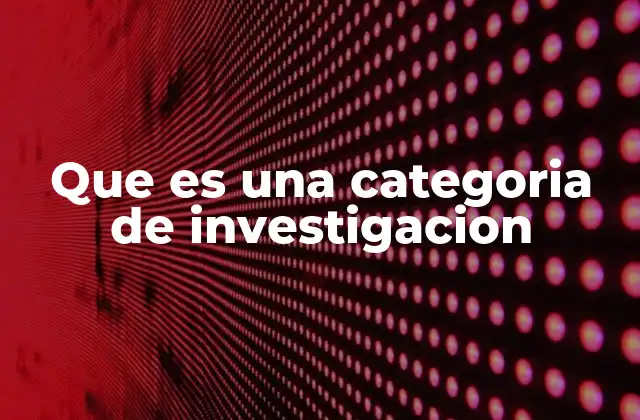 Que es una Categoria de Investigacion