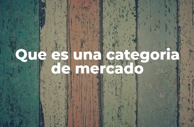 Que es una Categoria de Mercado