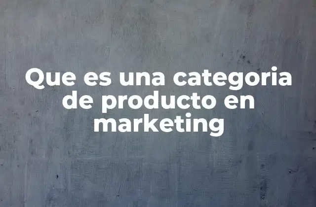 Que es una Categoria de Producto en Marketing