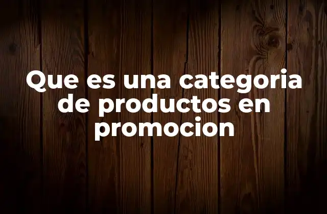Que es una Categoria de Productos en Promocion