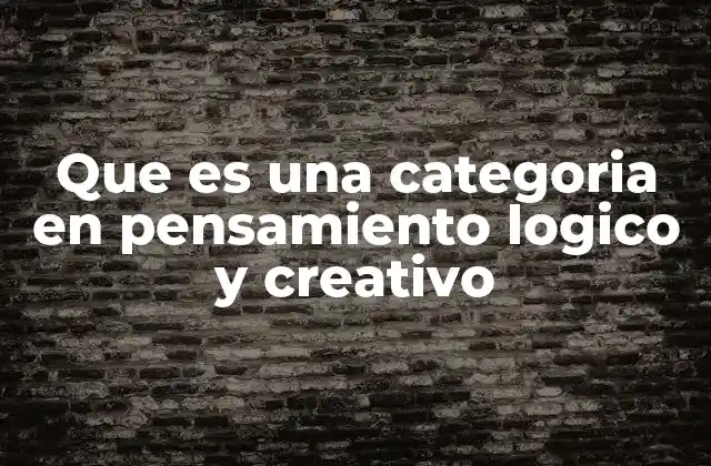 Que es una Categoria en Pensamiento Logico y Creativo
