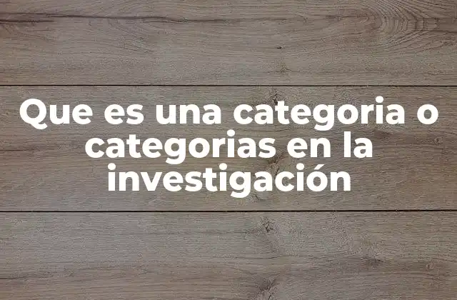 Que es una Categoria o Categorias en la Investigación