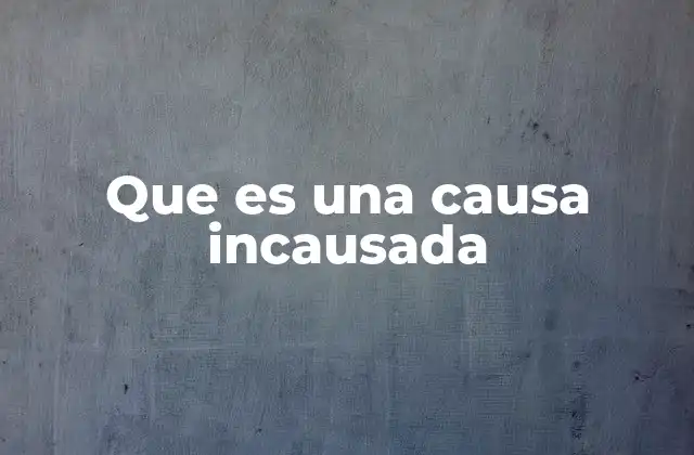 Que es una Causa Incausada