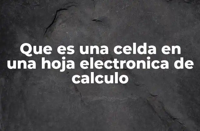 Que es una Celda en una Hoja Electronica de Calculo