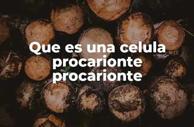 Que es una Celula Procarionte Procarionte