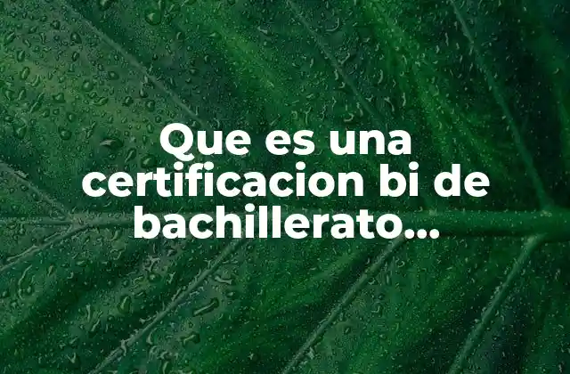 Que es una Certificacion Bi de Bachillerato Internacional