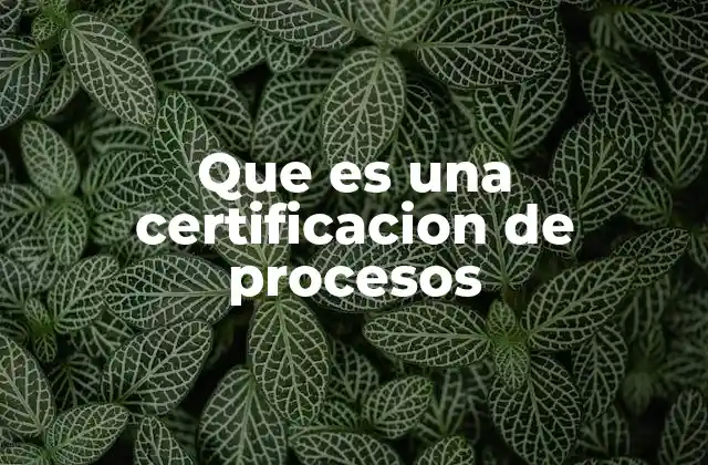 Que es una Certificacion de Procesos