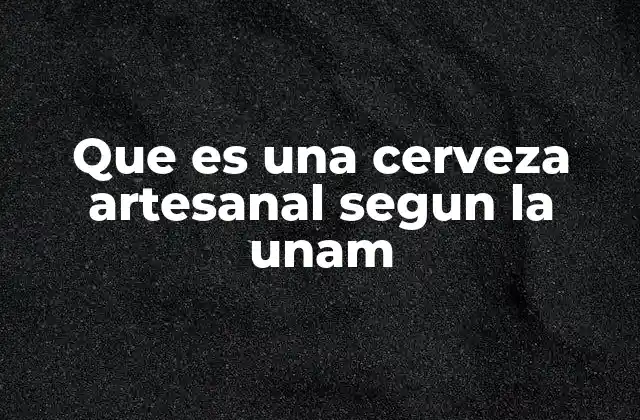 Que es una Cerveza Artesanal Segun la Unam