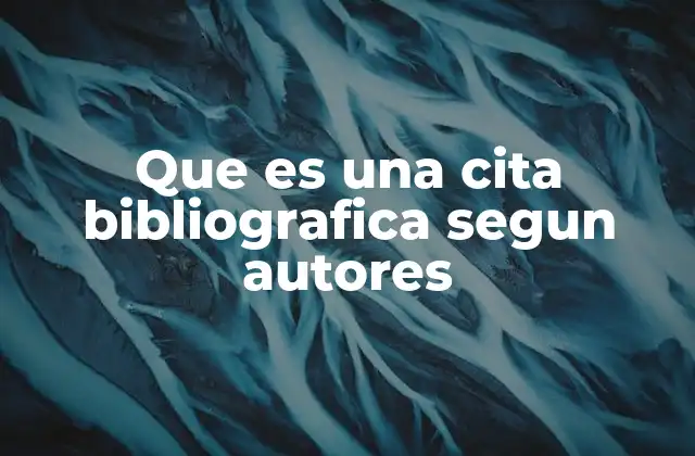 Que es una Cita Bibliografica Segun Autores