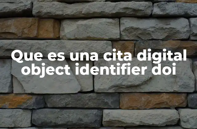 Que es una Cita Digital Object Identifier Doi
