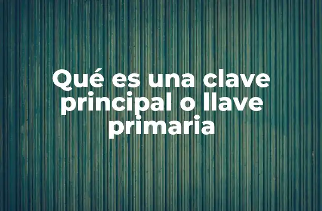 Qué es una Clave Principal o Llave Primaria