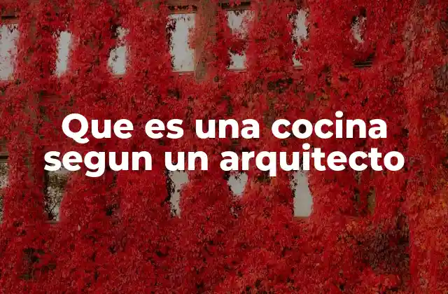 Que es una Cocina Segun un Arquitecto