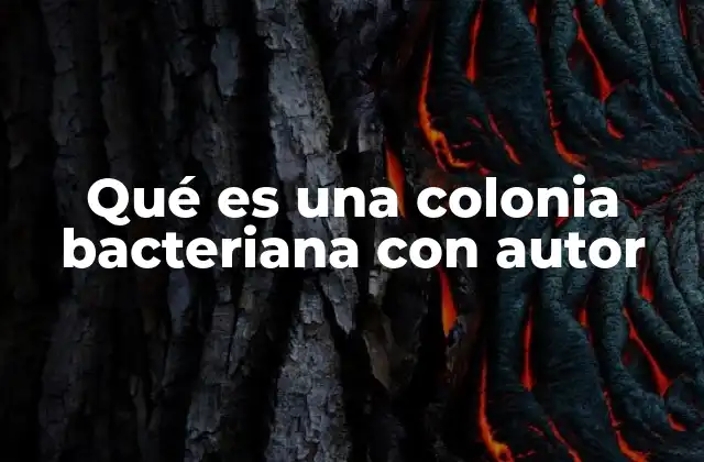 Qué es una Colonia Bacteriana con Autor