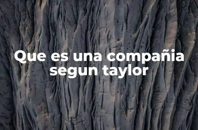 Que es una Compañia Segun Taylor