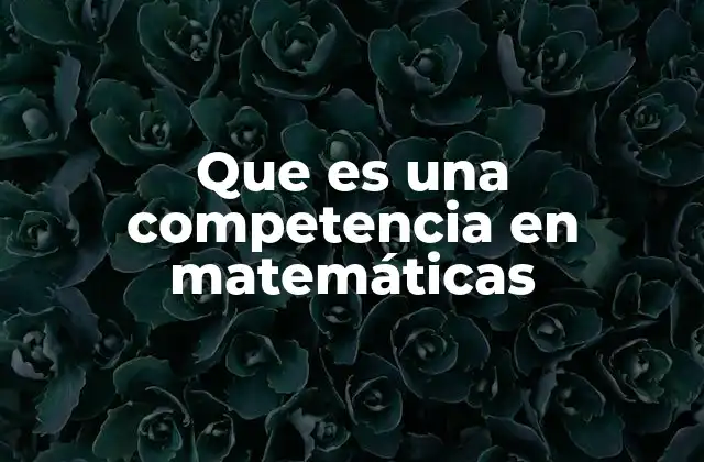Que es una Competencia en Matemáticas