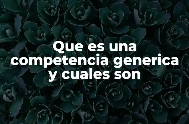 Que es una Competencia Generica y Cuales Son