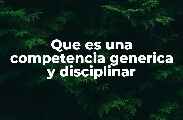 Que es una Competencia Generica y Disciplinar