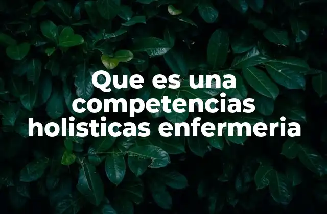 Que es una Competencias Holisticas Enfermeria