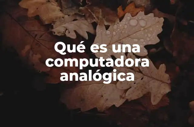 Qué es una Computadora Analógica