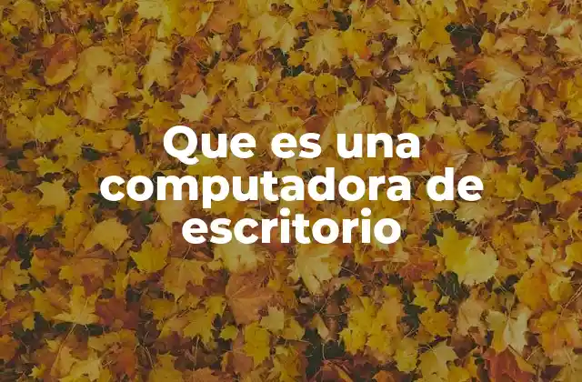 Que es una Computadora de Escritorio