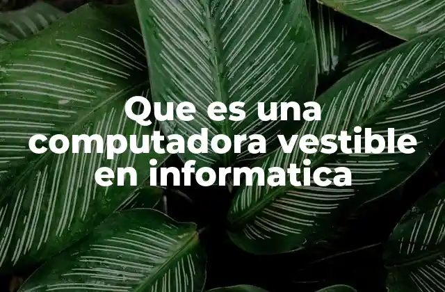 Que es una Computadora Vestible en Informatica