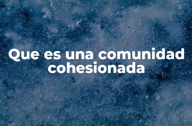 Que es una Comunidad Cohesionada