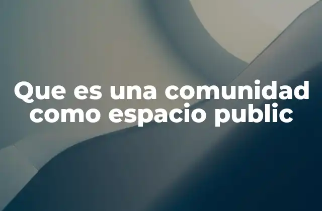 Que es una Comunidad como Espacio Public