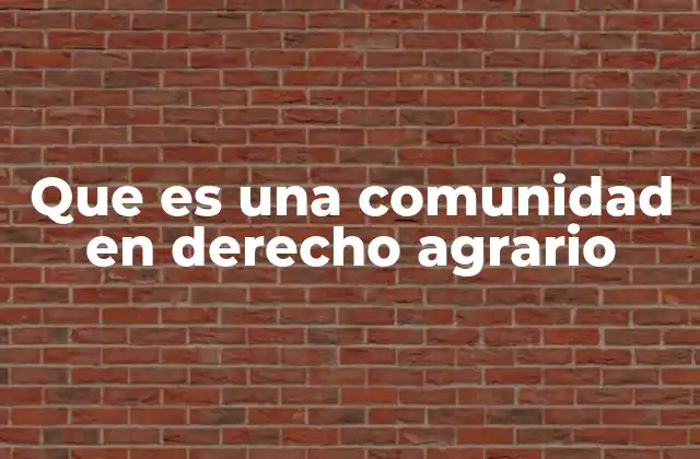 Que es una Comunidad en Derecho Agrario