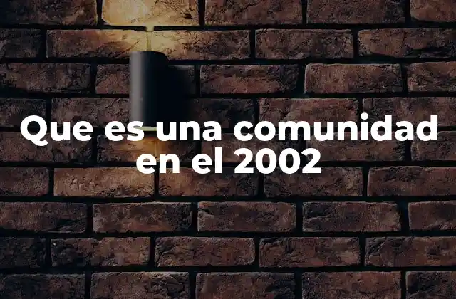 Que es una Comunidad en el 2002