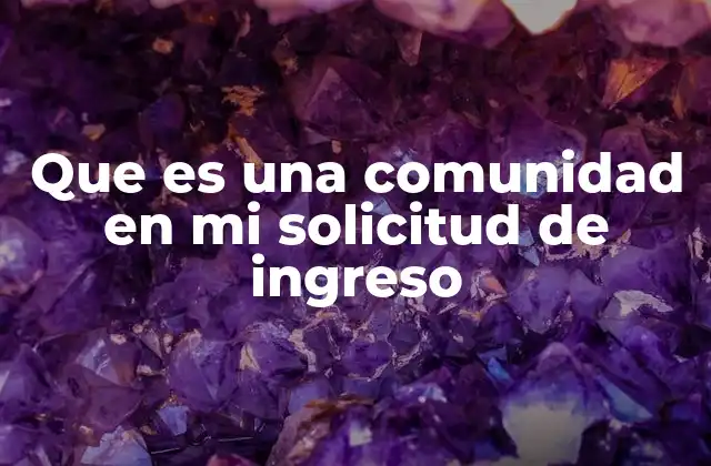 Que es una Comunidad en Mi Solicitud de Ingreso