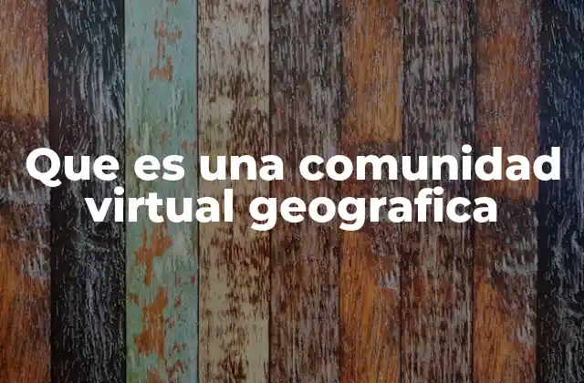 Que es una Comunidad Virtual Geografica