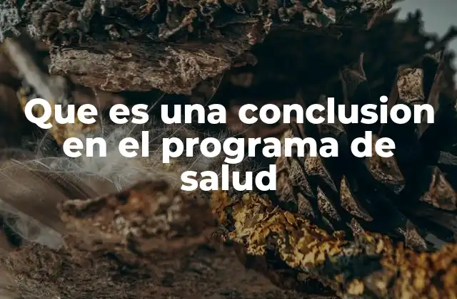Que es una Conclusion en el Programa de Salud 2 El papel de la síntesis en los programas de salud