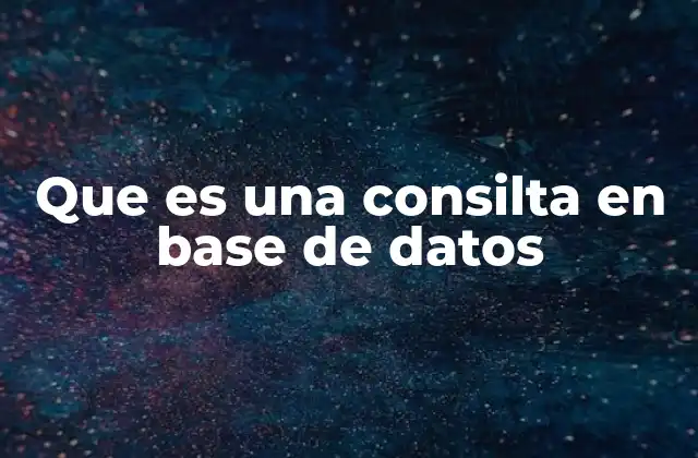 Que es una Consilta en Base de Datos
