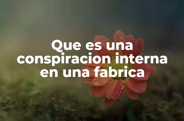 Que es una Conspiracion Interna en una Fabrica