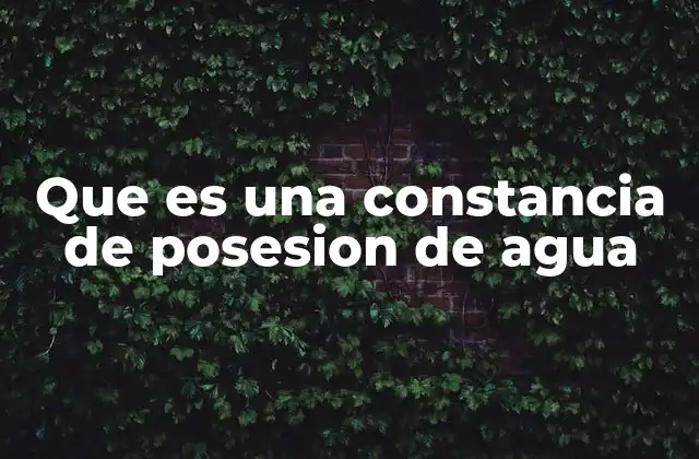 Que es una Constancia de Posesion de Agua