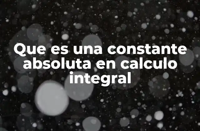 Que es una Constante Absoluta en Calculo Integral