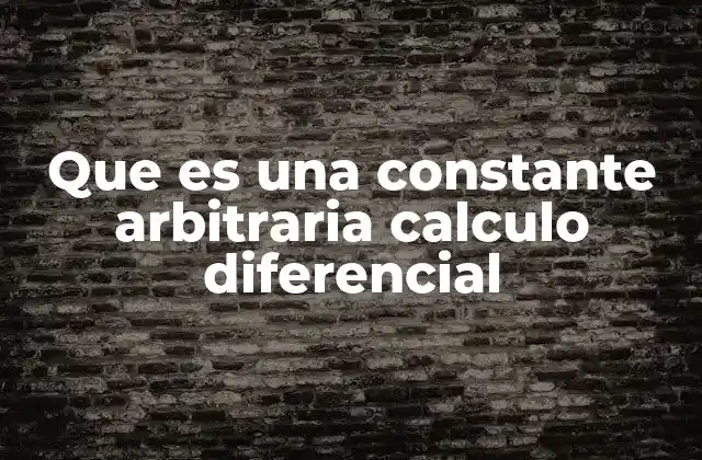 Que es una Constante Arbitraria Calculo Diferencial
