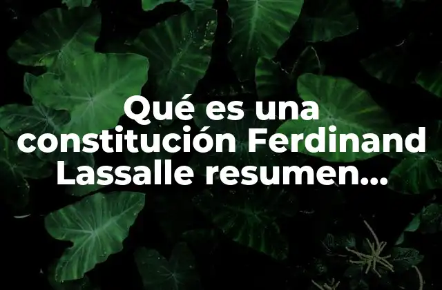 Qué es una Constitución Ferdinand Lassalle Resumen Yahoo