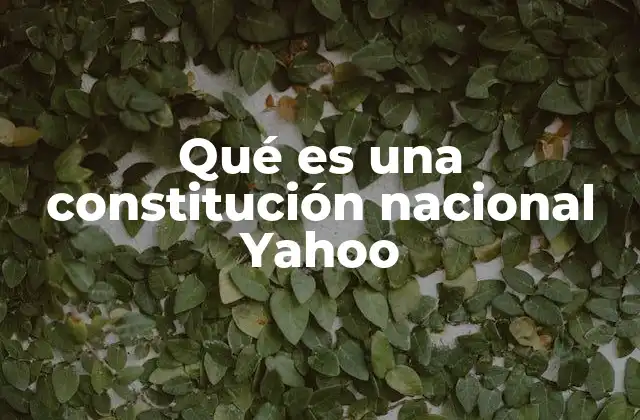 Qué es una Constitución Nacional Yahoo