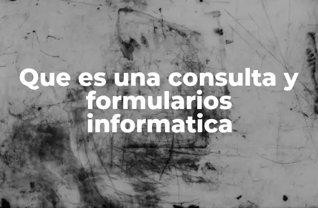 Que es una Consulta y Formularios Informatica