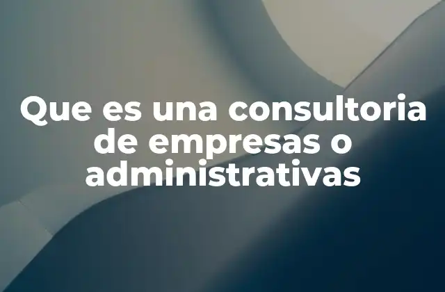 Que es una Consultoria de Empresas o Administrativas