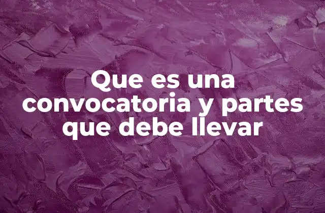 Que es una Convocatoria y Partes que Debe Llevar
