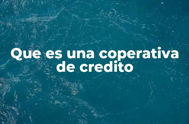 Que es una Coperativa de Credito