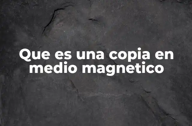 Que es una Copia en Medio Magnetico