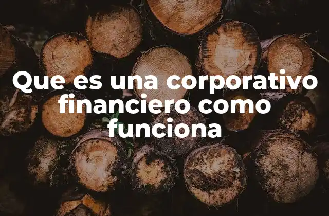 Que es una Corporativo Financiero como Funciona