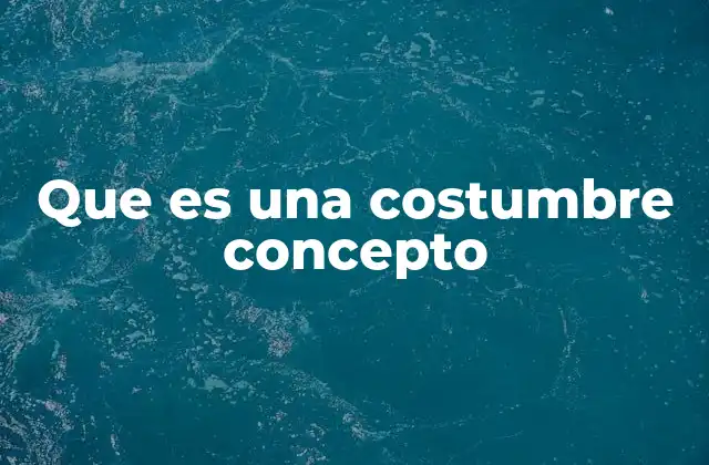 Que es una Costumbre Concepto