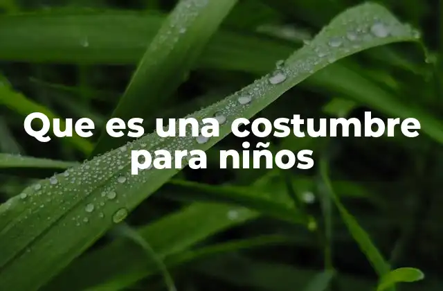 Que es una Costumbre para Niños
