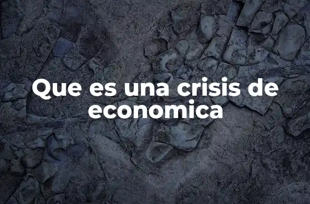 Que es una Crisis de Economica