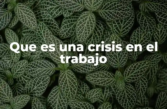 Que es una Crisis en el Trabajo