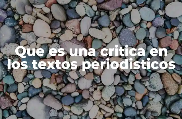 Que es una Critica en los Textos Periodisticos